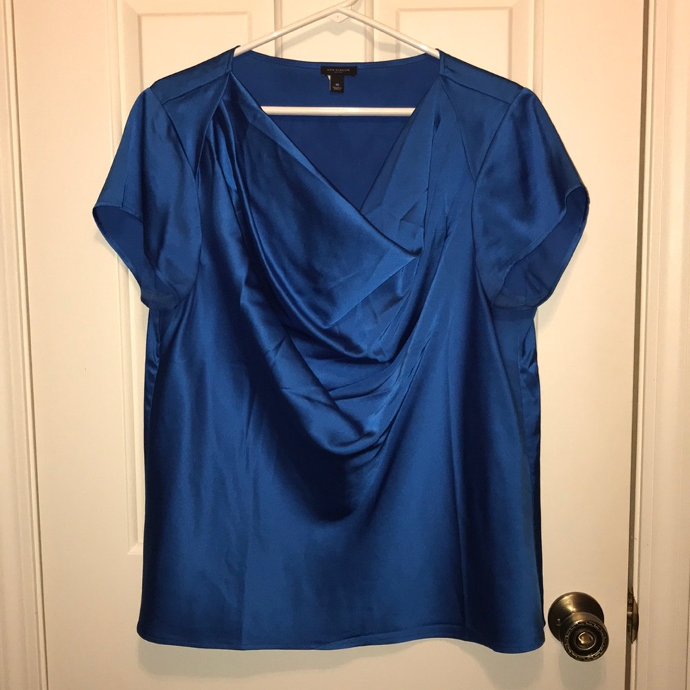 Ann Taylor silky shiny blue size 16 women’s blouse
